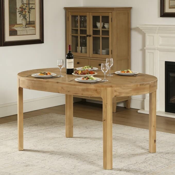 55.11" Solid Wood Dining Room Table, Rustic Oval Kitchen Table for 4-6