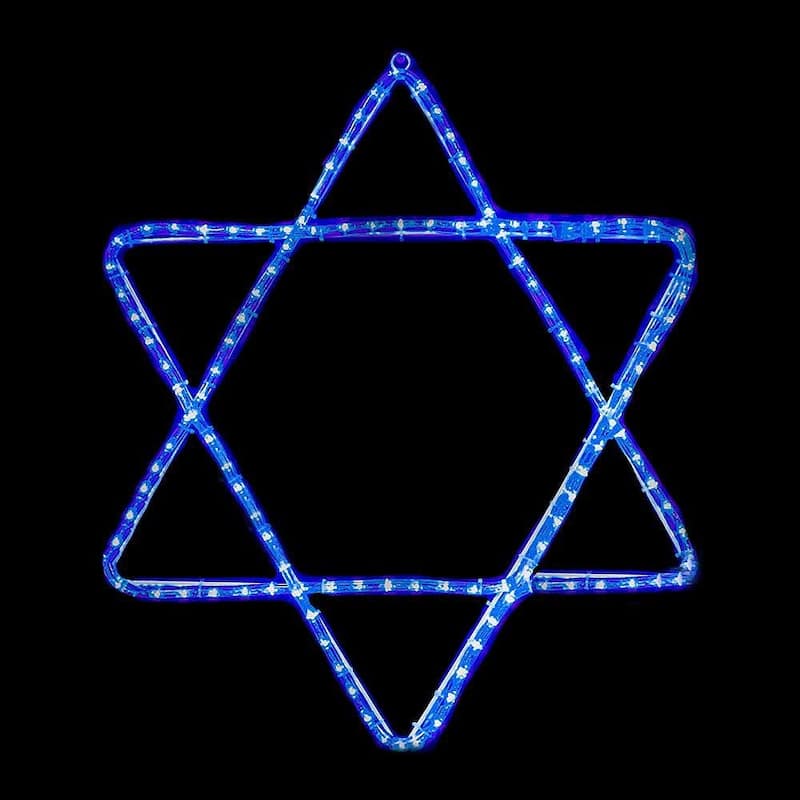 Novelty Lights LED Blue Star of David Rope Light Motif Sculpture, Hanukkah Decorations - Plastic - String Lights