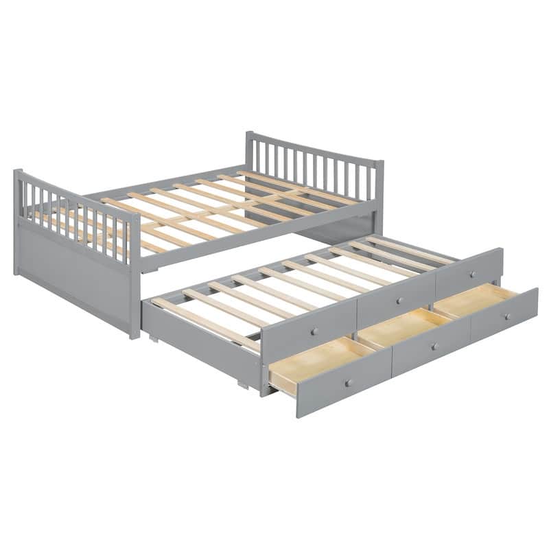 Full size Wood Daybed with Twin size Trundle and Drawers