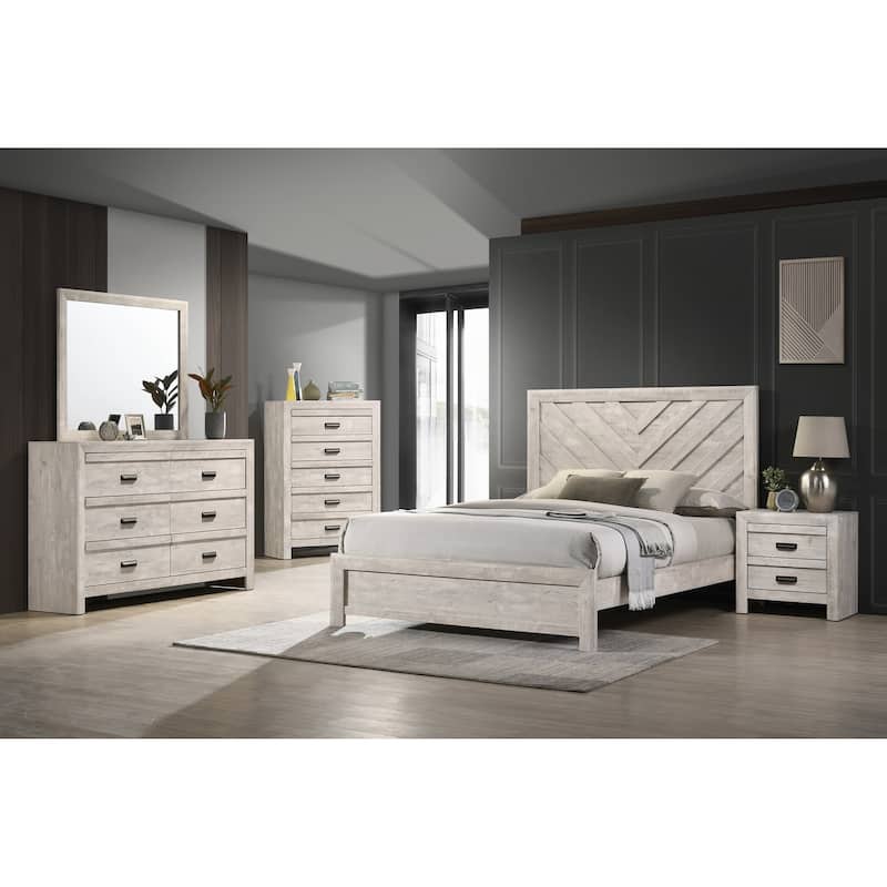 Natassia 5 Piece Beige Panel Bedroom Set - King