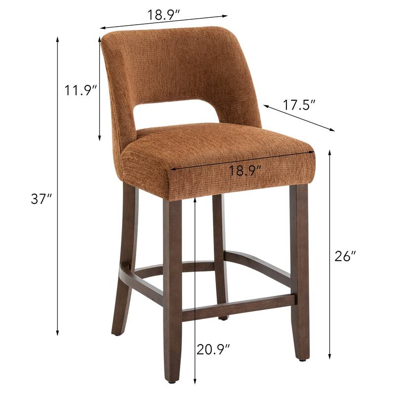 Set of 2/4/6,Upholstered Counter Height Bar Stools,Modern Counter Stools with Wood Legs for Kitchen Island Dining Room Bar