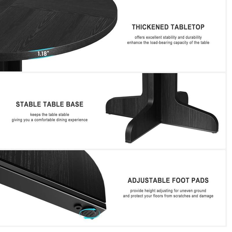 Rustic 47 Inch Round Dining Kitchen Table for 4-6 Dining Room, Living Room (Only Table)