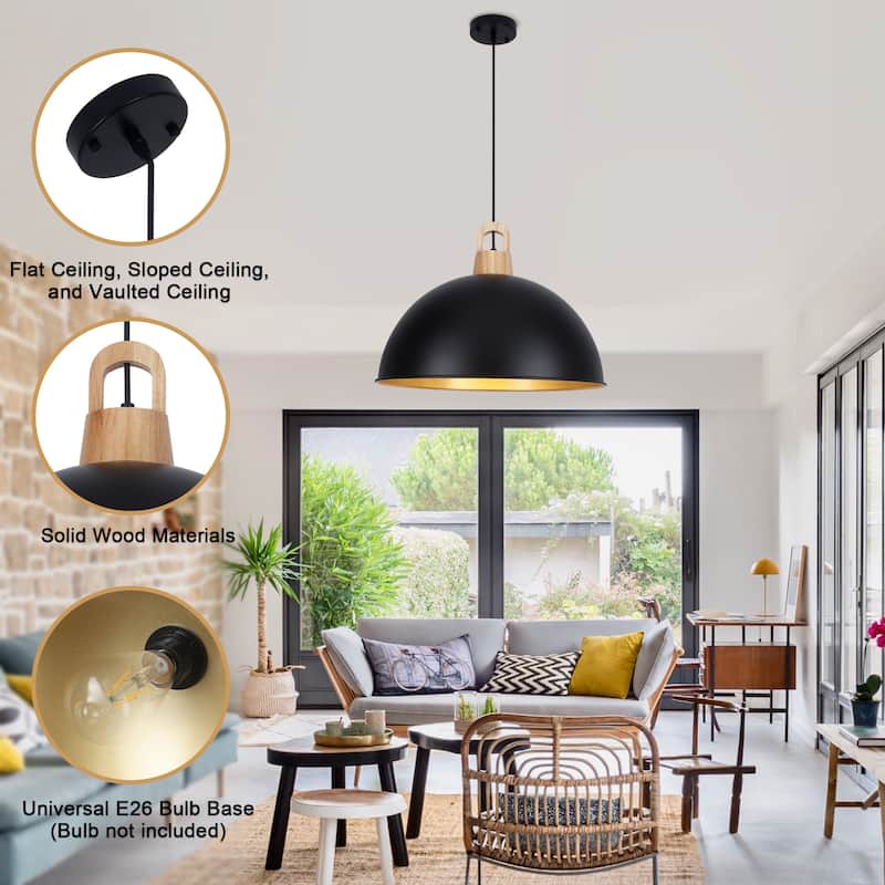 1 - light Industrial Dome Pendant Modern Hanging Lamp for Dining Room Living Room Foyer