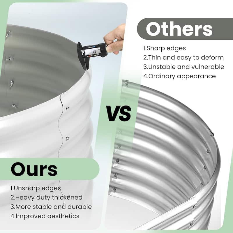 2-Pack 8x2x1FT Galvanized Steel Raised Garden Bed for Outdoors Open-Bottom Planter Box with Durable Metal Frame Off White