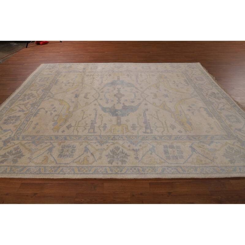 Earth Tone Oushak Area Rug Hand-Knotted Wool Carpet - 8'0" x 9'10"