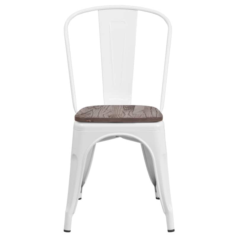 Wood Seat/ Galvanized Steel Stackable Chair (Set of 4) - 18"W x 20"D x 33"H