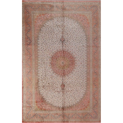 100% Qum Signed Persian Area Rug Silk Carpet - 6'5" x 9'11"