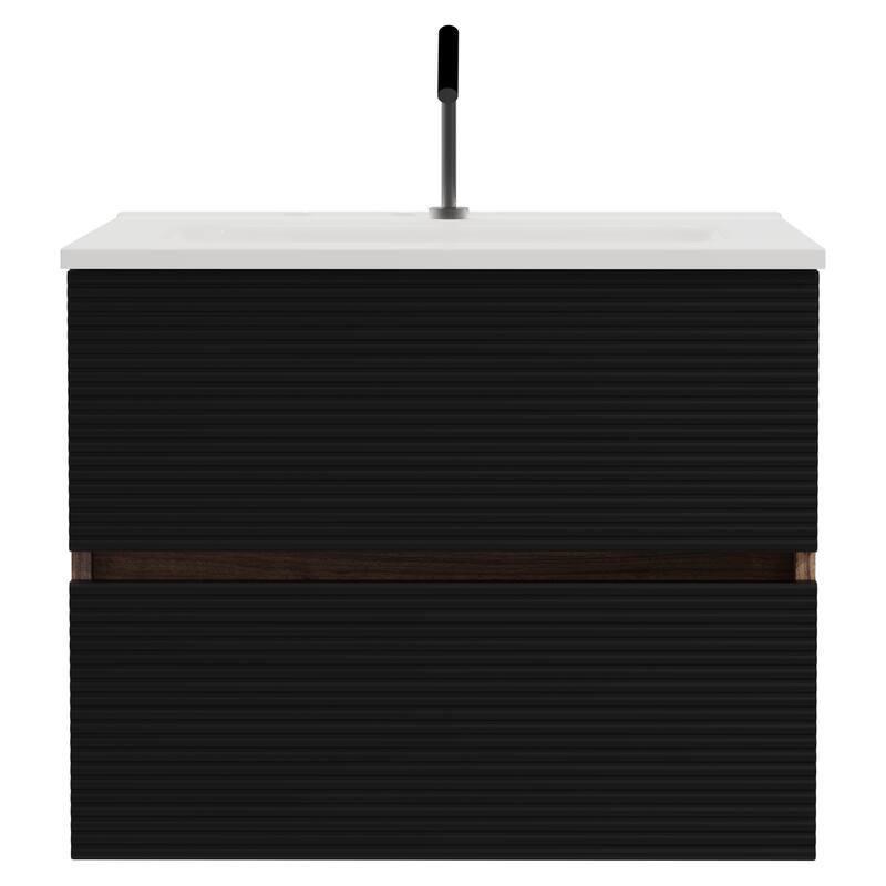 24"/30"/36" Wall Mounted Bathroom Vanity w/ Ceramic Sink with Overflow