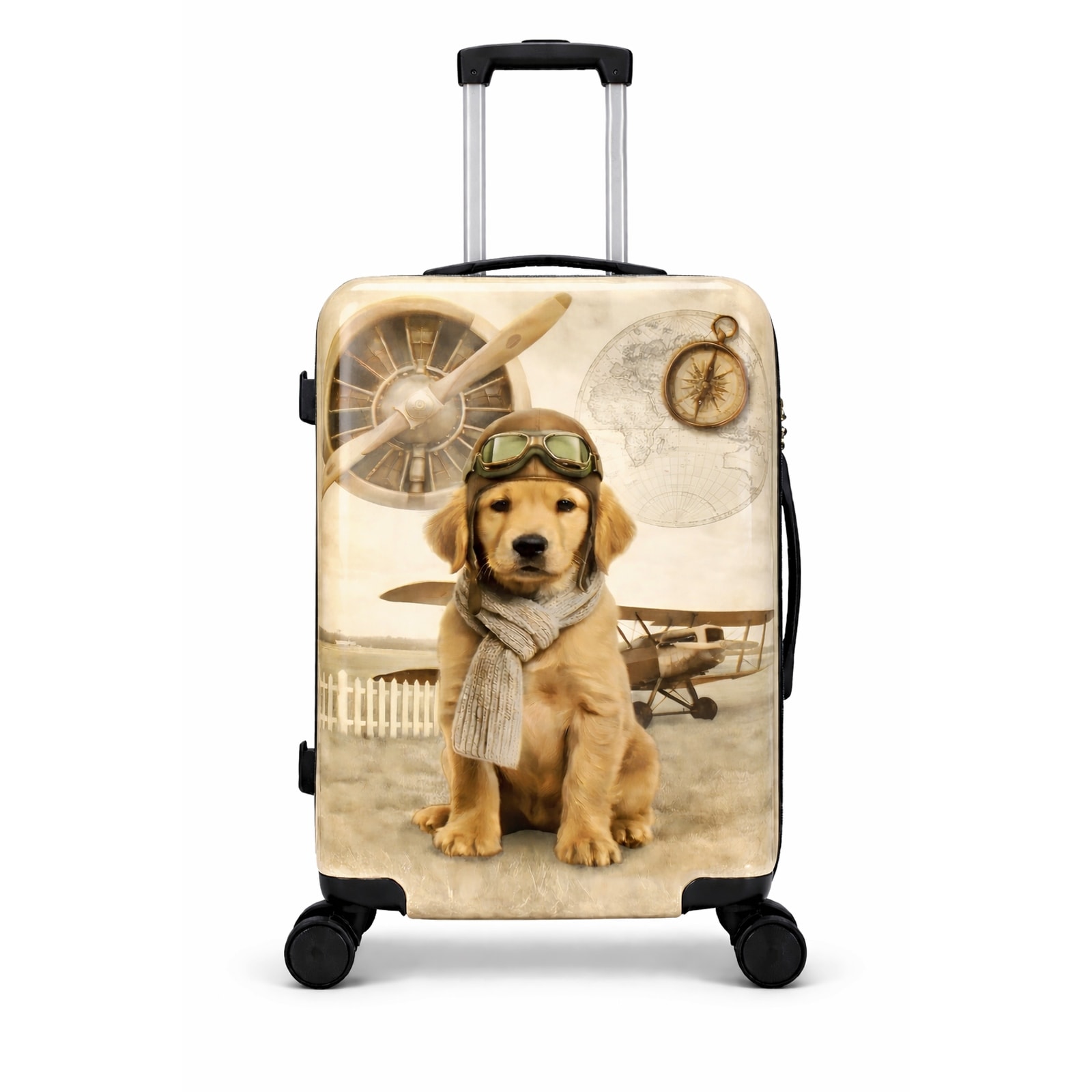 World Traveler Chariot Pet Lover 20-Inch Carry-On Hardside Expandable Spinner Luggage - Aviator Pup