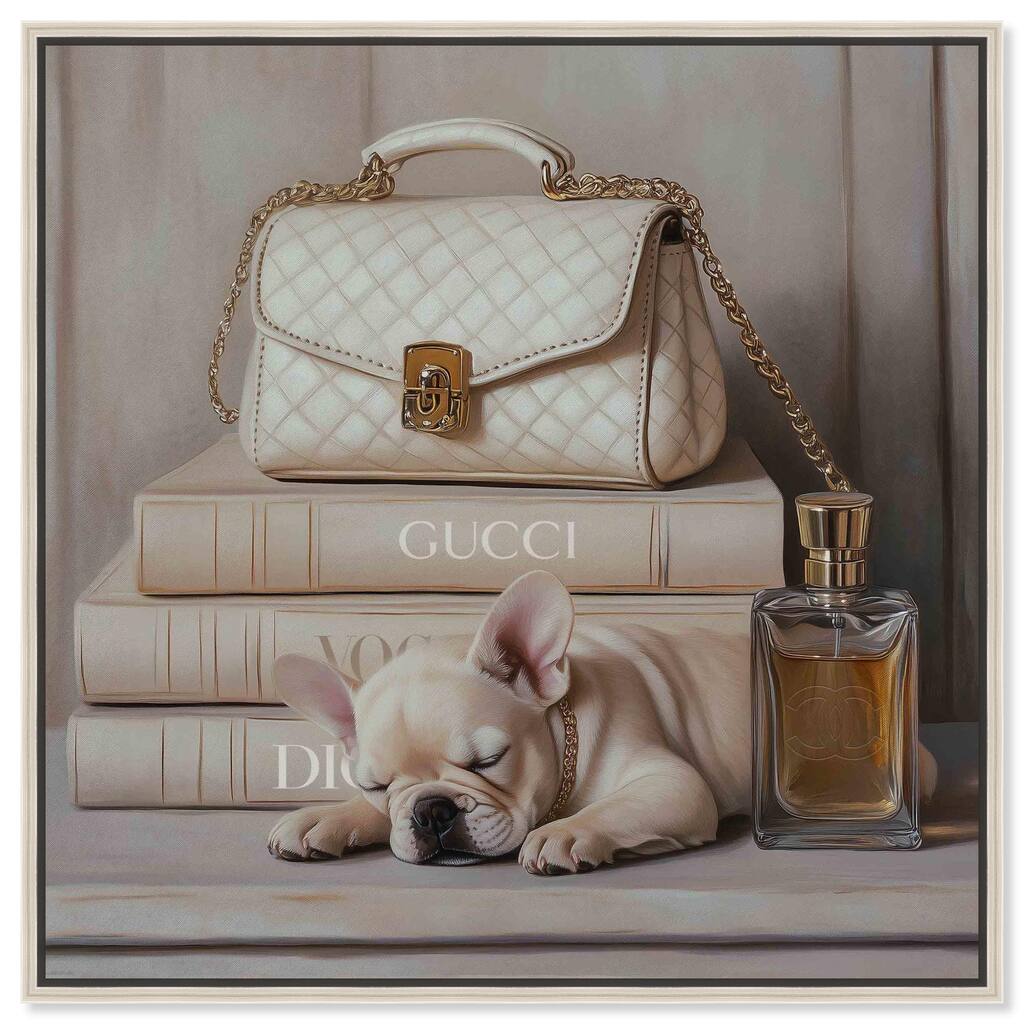 Ivory Books and Frenchie Canvas by Art Remedy