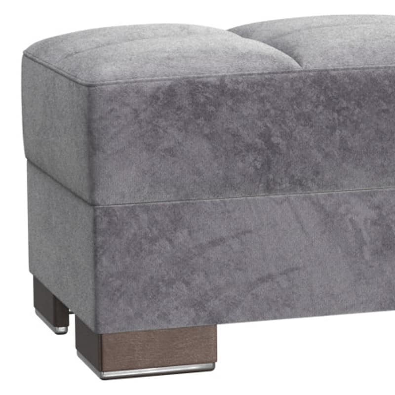 HomeRoots 52" Gray and Brown Microfiber Storage Ottoman