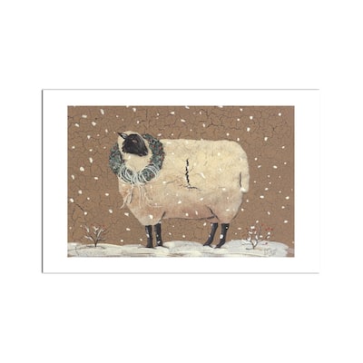 Christmas Sheep Fine Art Paper Print by Pam Britton - Multi
