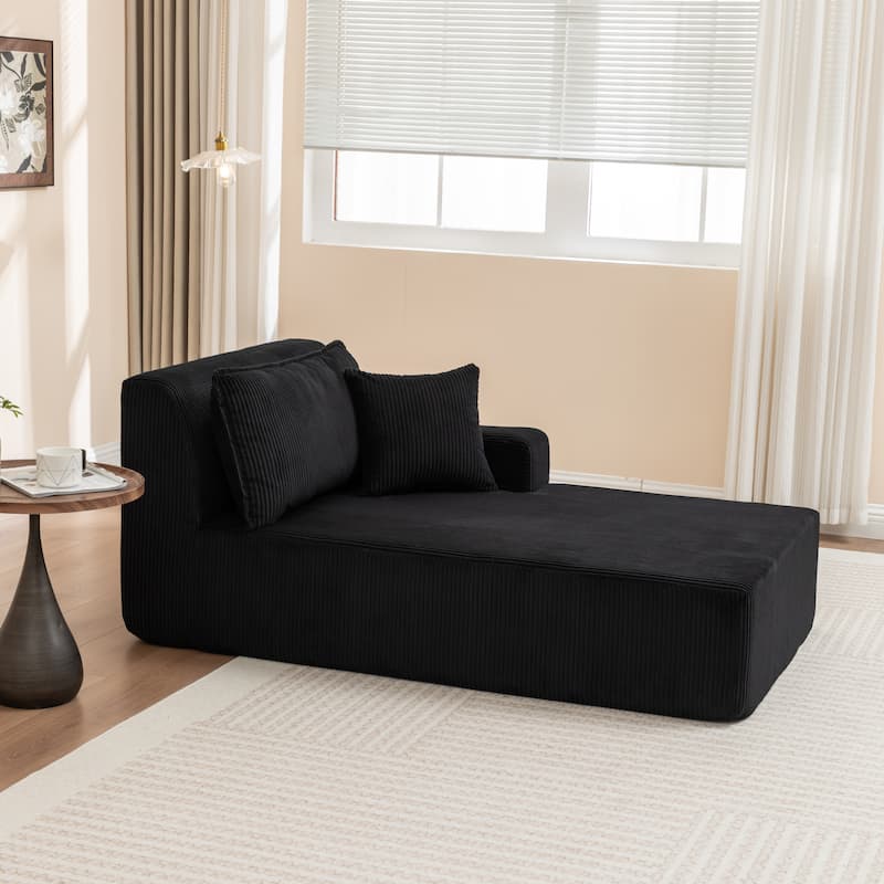 Oversized Chaise Lounge Chair, Upholstered Sofa Bed for Living Room, Corduroy Sleeper Couch Comfy Recliner Bedroom Reading Seat