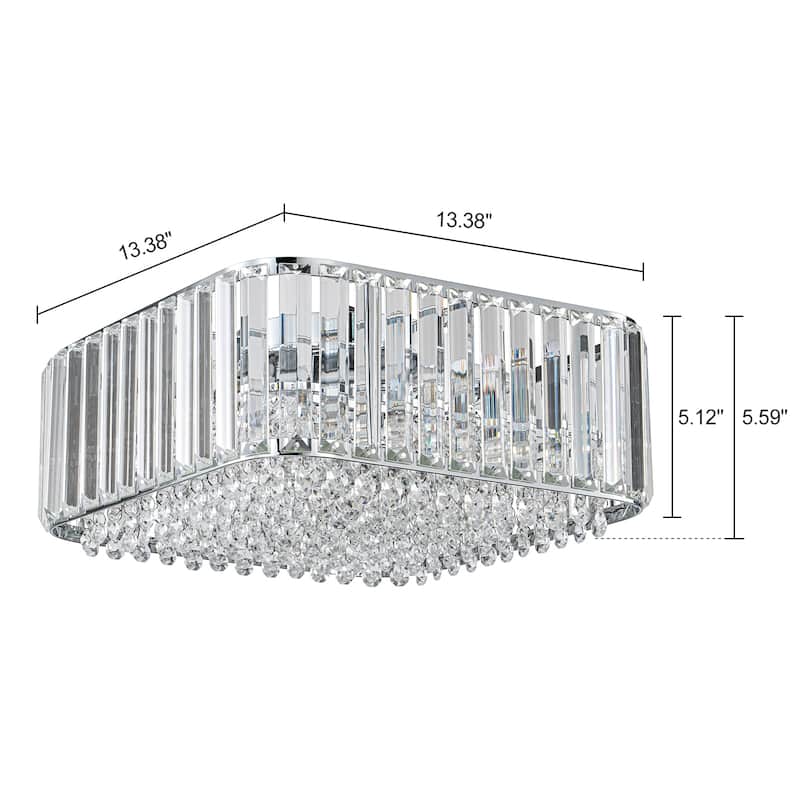 Modern Glam 4-Light Crystal Flush Mount Ceiling Light