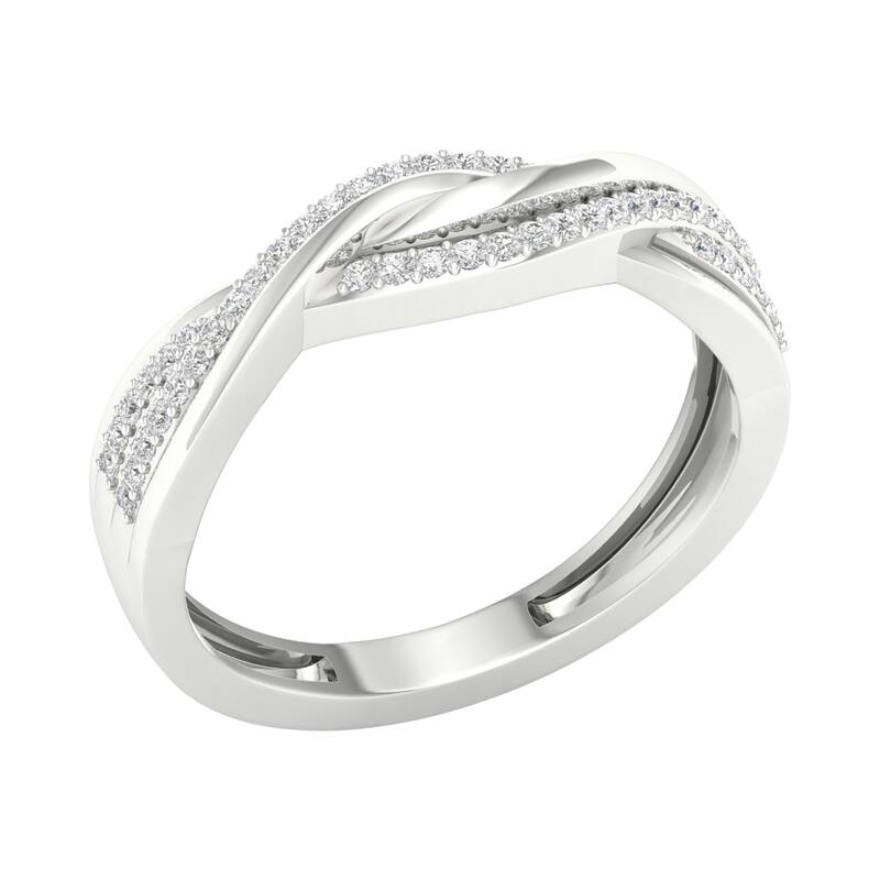 1/6ct TDW Diamond Criss Cross Promise Band in 10K Gold for Women
