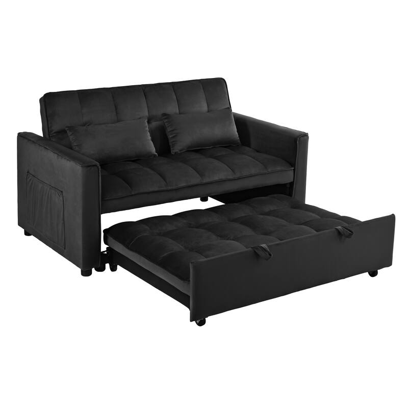 3-in-1 Pull Out Couch Bed with Reclining Backrest and Pillows