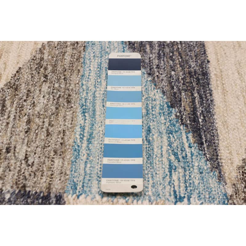 Ankara FW Blue, Cream Kilim 5'2" x 7'9" - 5'2 x 7'9
