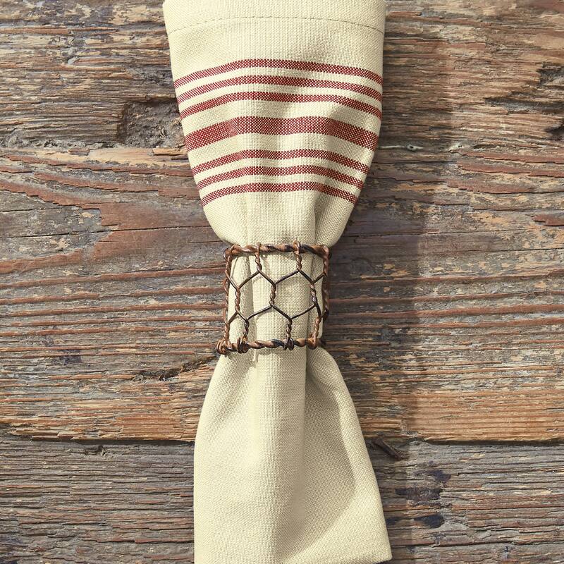 Park Designs Chicken Wire Napkin Ring Set of 4 - 1.75H x 1.75W x 2D
