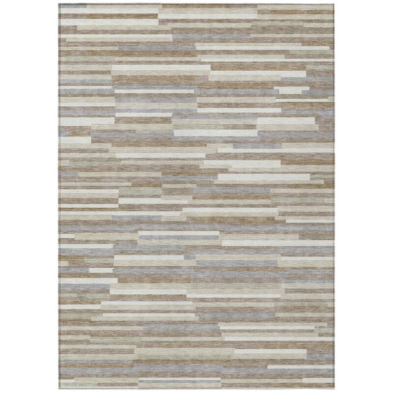 HomeRoots Striped Transitional Rectangle Outdoor Rug