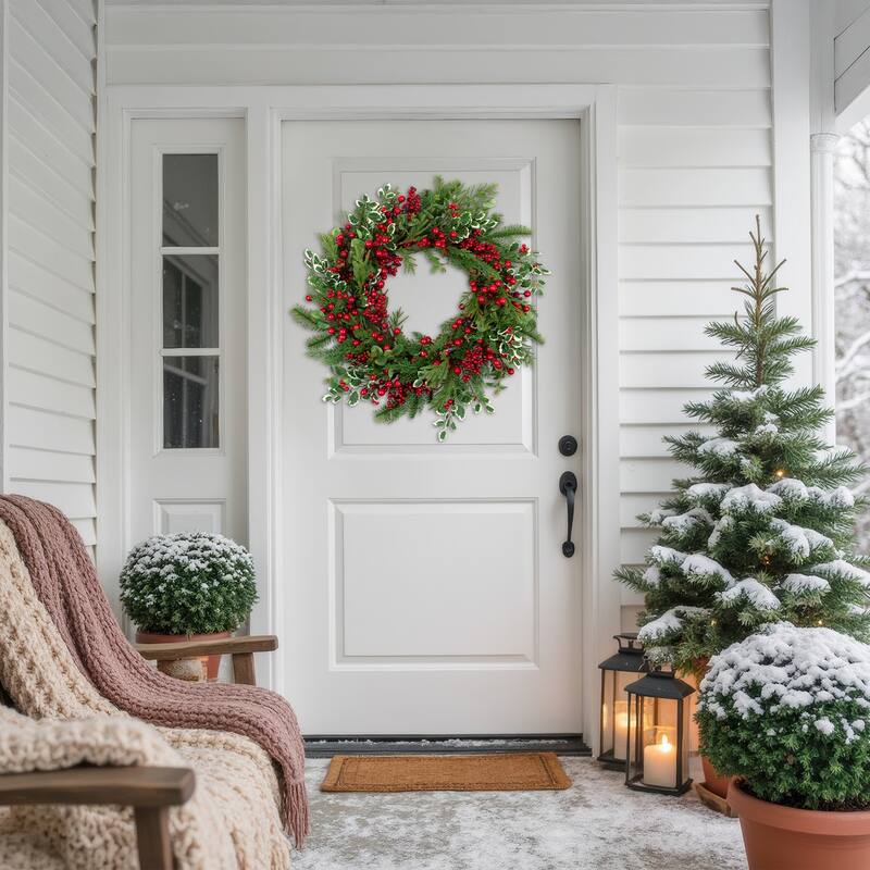 Mixed Pine, Cedar and Berries Artificial Christmas Wreath - 30" - Unlit