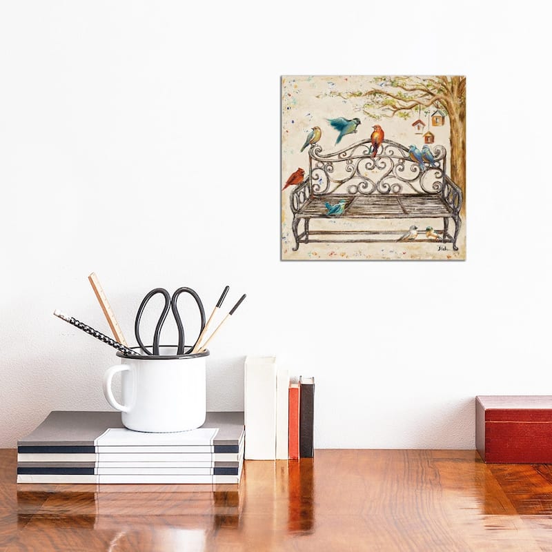 iCanvas "Birds on the Bench" by Patricia Pinto Canvas Print - 12x12x1.5