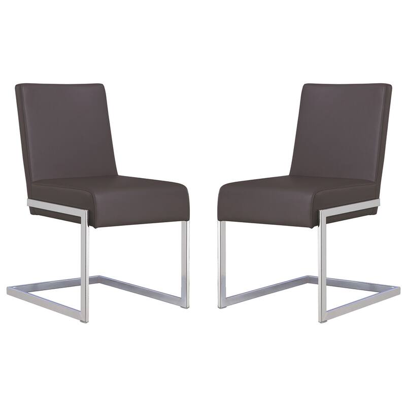 Casabianca Home Fontana Set of 2 Dining Chair in White PU Leather - Set of 2 - Grey - Dining Height