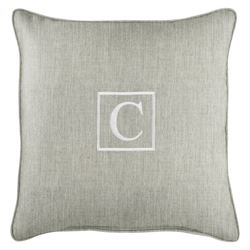 Monogram Corded Single Square Pillow by Havenside Home - "C" - Granite Grey