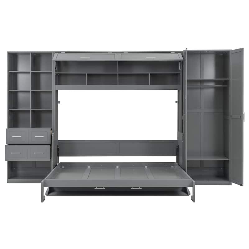 Queen Murphy Bed with Wardrobe & Drawers