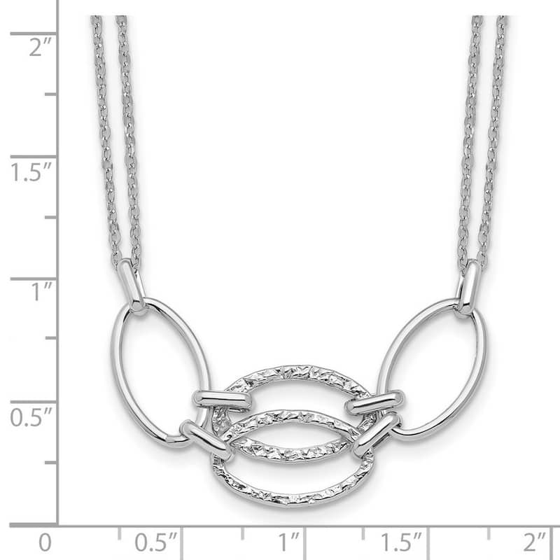 Curata 14k Italian White Gold Polished Double Strand Interlocking Textured Link Necklace, 17.5"