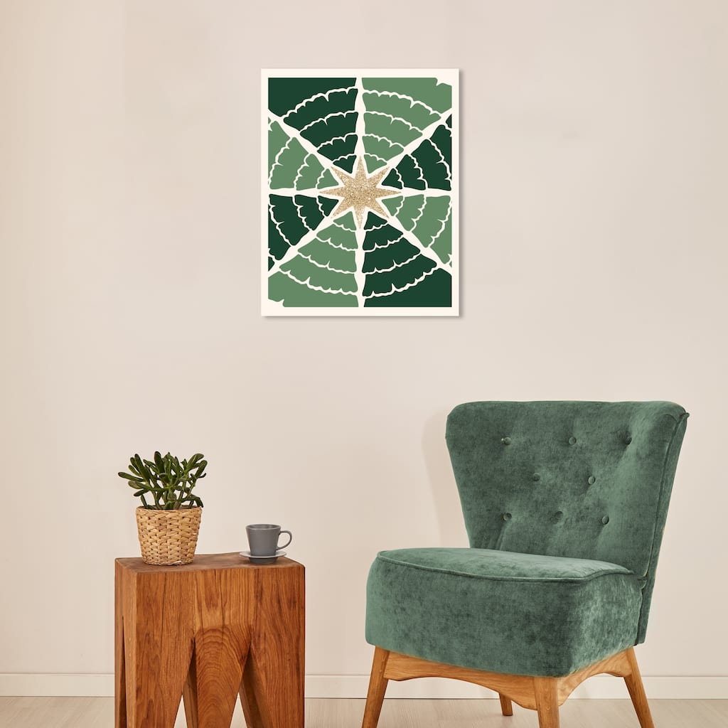 Wynwood Studio Canvas Holiday and Seasonal Star in the center Glam Green Glam Wall Art Canvas Print