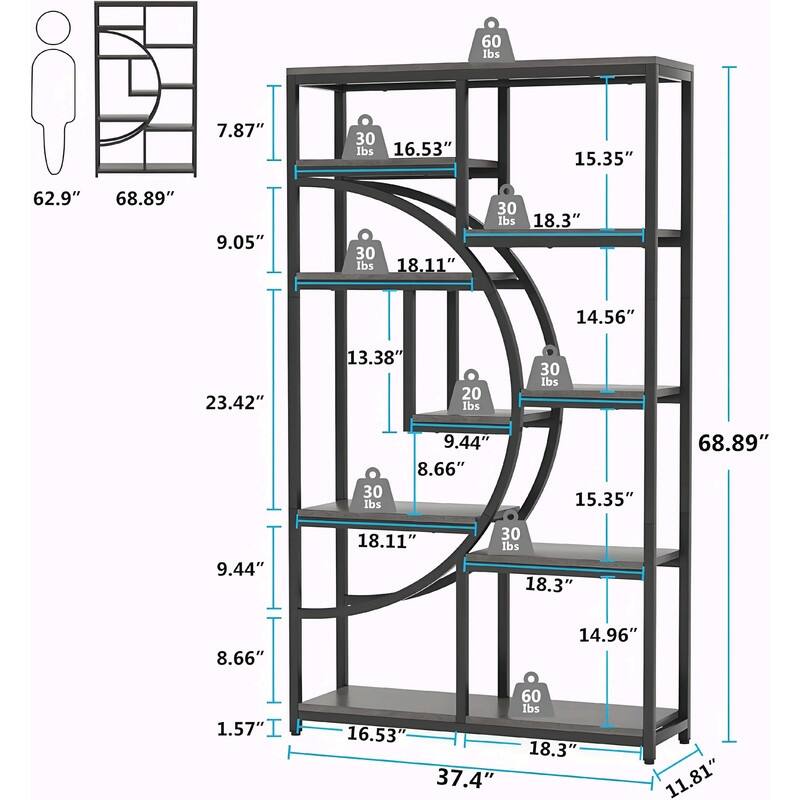 Versatile Freestanding Bookshelf - Geometric Design Display Bookcas
