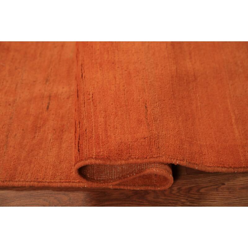 Orange Gabbeh Oriental Rug Handmade Wool Carpet - 3'5" x 4'11"