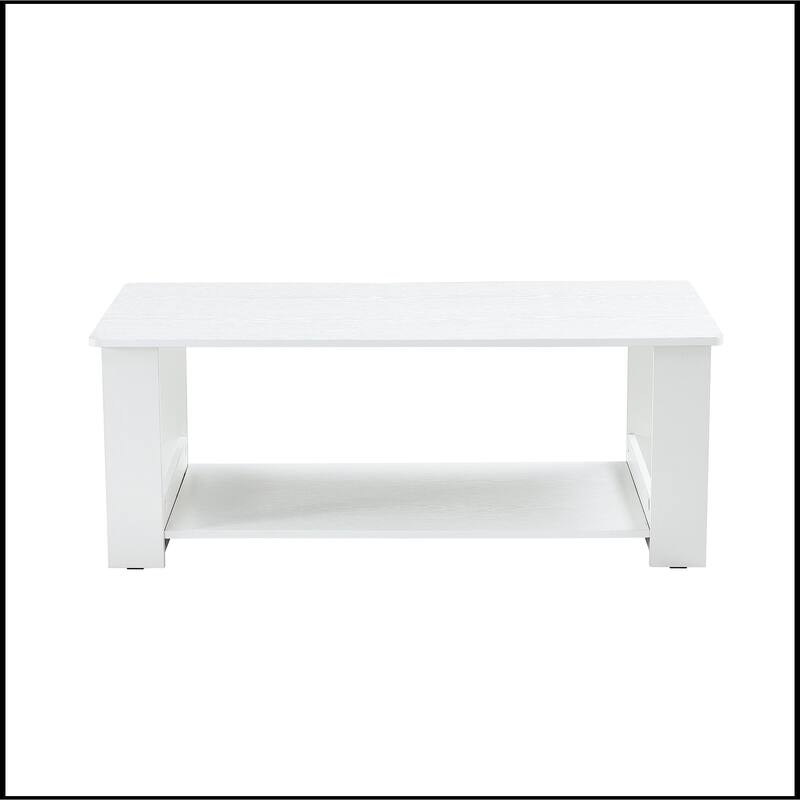 White MDF Double Layered Coffee Table