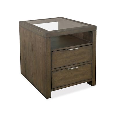 Magnussen Home Merrick Homestead Brown and Clear Glass Rectangular End Table - 20''W x 24''D x 24''H