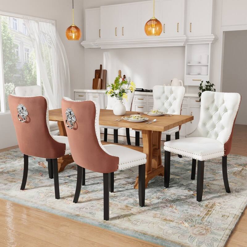 Tufted Naliheads Solid Wood Upholstered Dining Chairs (Set of 2)