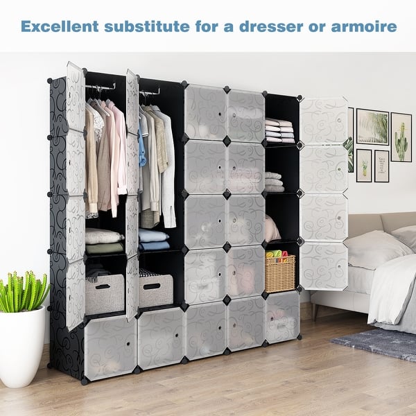 Shop Langria 25 Cube Storage Organizer Large Black Diy Stackable Easy Assemble Plastic Steel Frame Decorative Modular Overstock 28336932