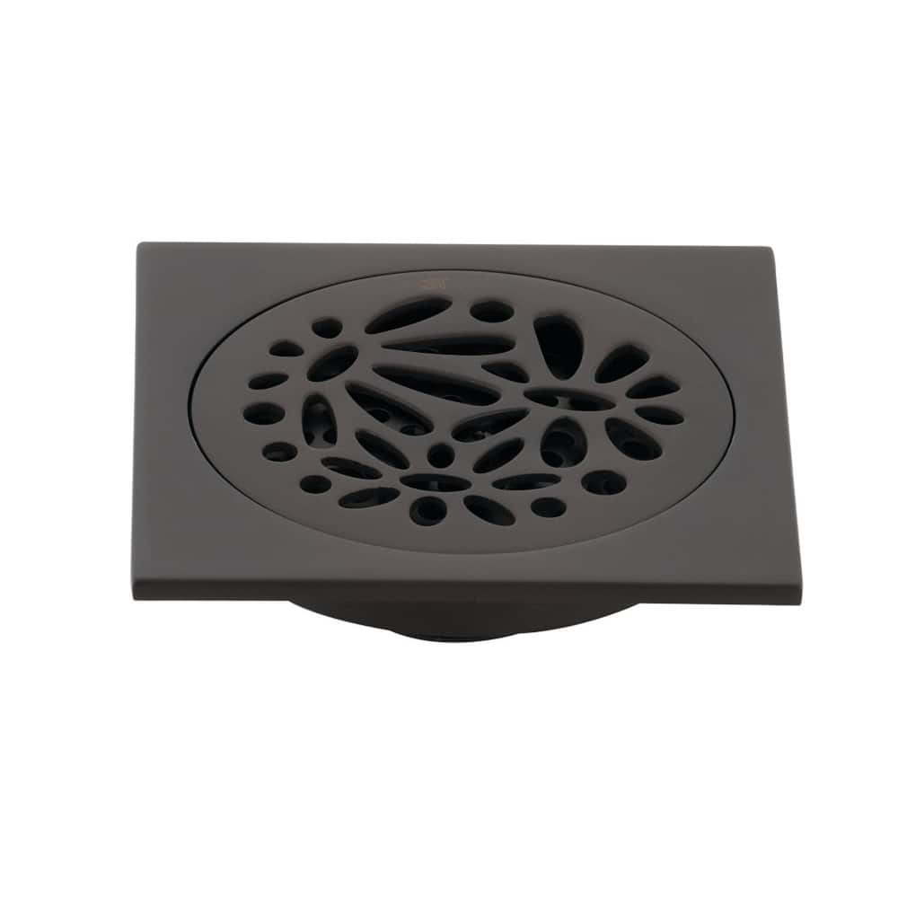 Kingston Brass Watercourse 4" Wide Floral Square Shower Drain