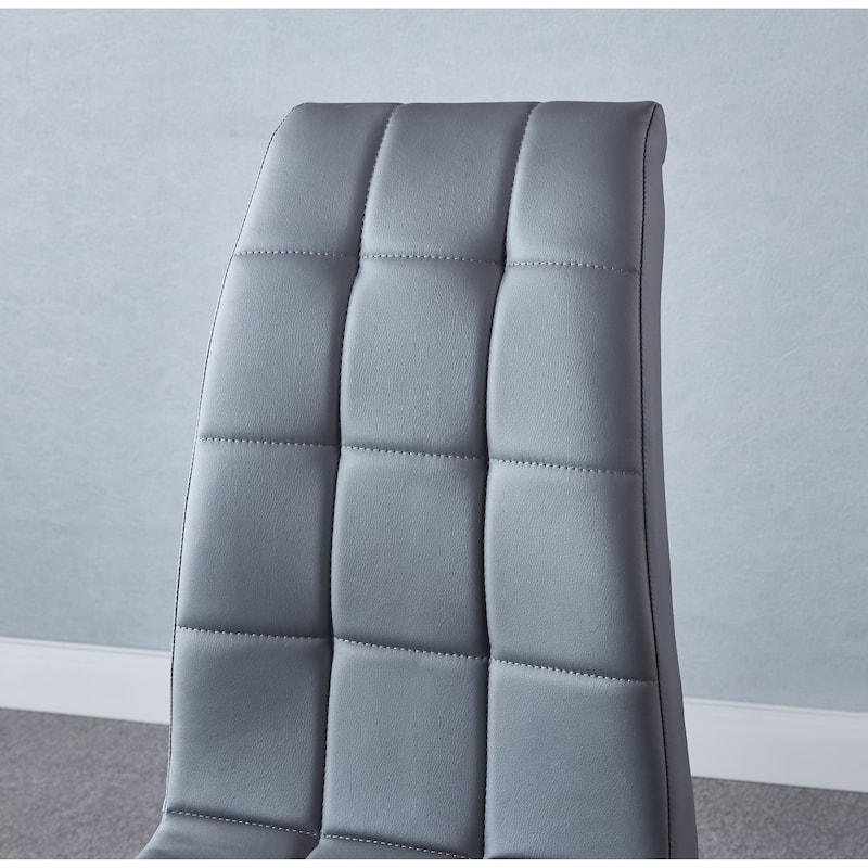 Set of 4 Modern Lattice Design Leatherette Dining Chair with Metal Legs