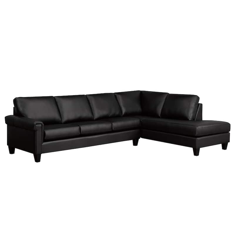 Brooke Top-grain Italian Leather Sectional Sofa - Black - Right Facing