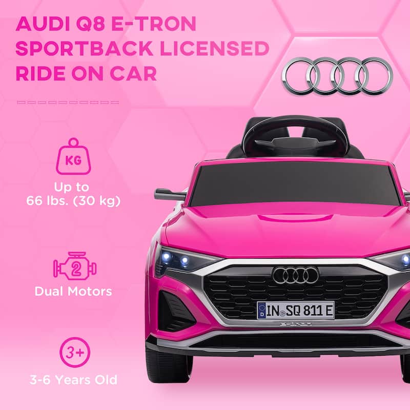 Qaba Audi Q8 e-tron Sportback Licensed 12V Kids Ride on Car, Battery Powered Kids Electric Car Remote 4 Spring Suspension Wheels