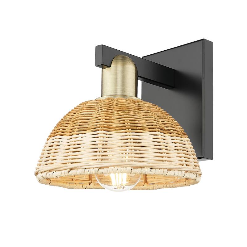 Innovations Lighting 716-1W-12-8 Natural Ballston Dome Sconce Natural - Black Antique Brass / Natural