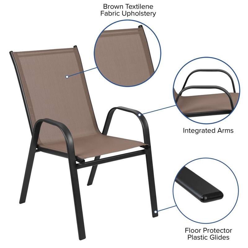 5 Pack Outdoor Stack Chair with Flex Comfort Material - Patio Stack Chair