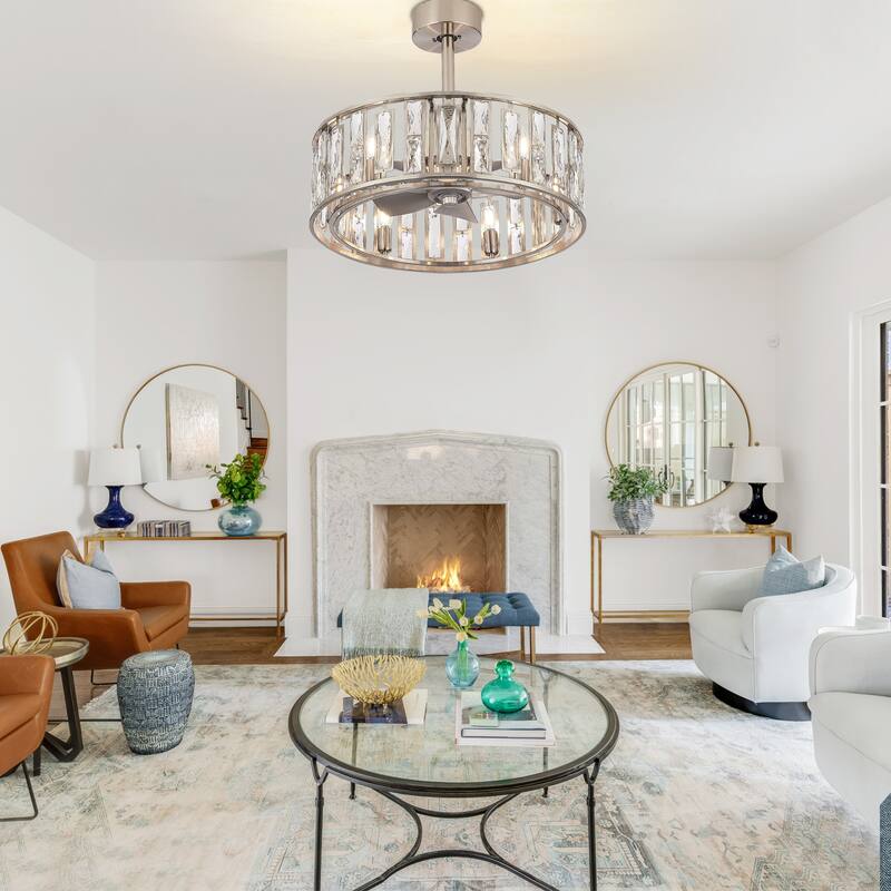 20-In Chandelier Caged Ceiling Fan with Light and Remote(5-blade)