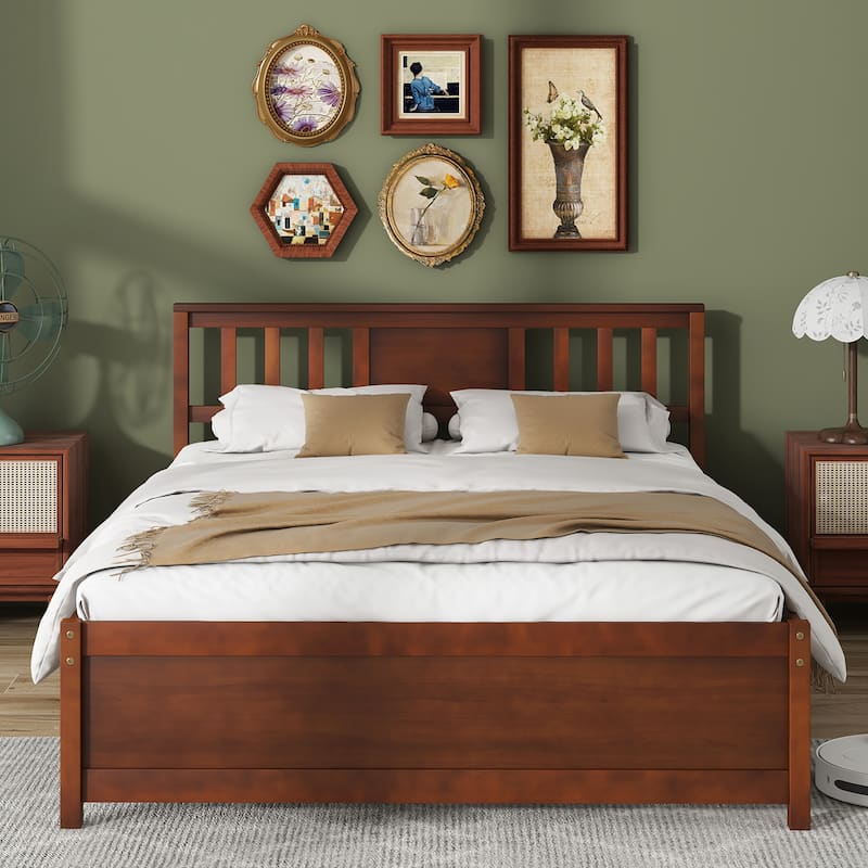 Gymax Twin/Full/Queen Size Bed Frame w/ Headboard Wood Slat Support No