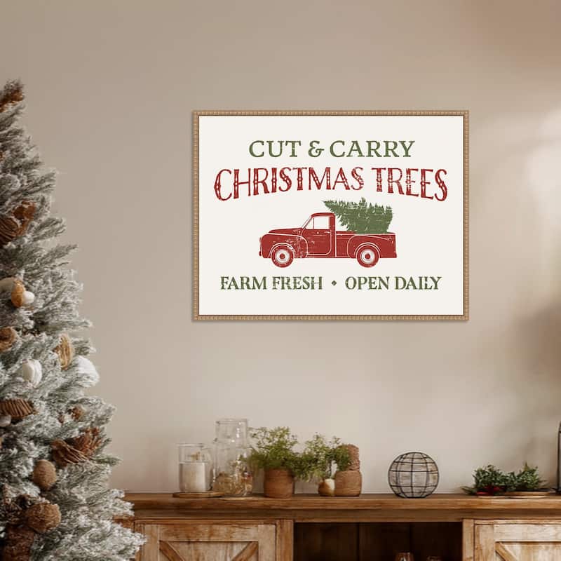 Christmas Farm Sign II by Victoria Barnes Framed Canvas Wall Art Print