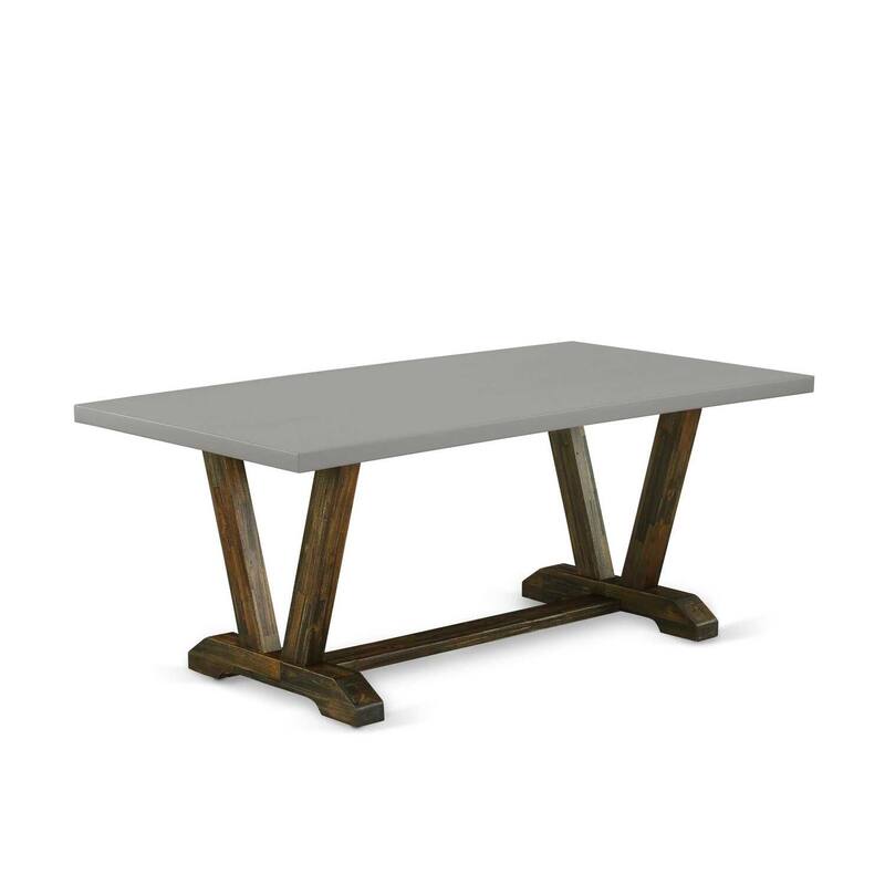 Modern Dining Table Set - 7 Piece Kitchen Table with 6 Parsons Chairs - Hardwood Table & Chair Set