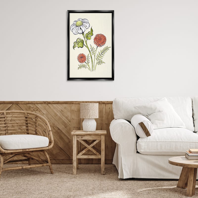 Stupell Vintage Style Garden Blossoms Framed Floater Canvas Wall Art Design By Hannah Moren
