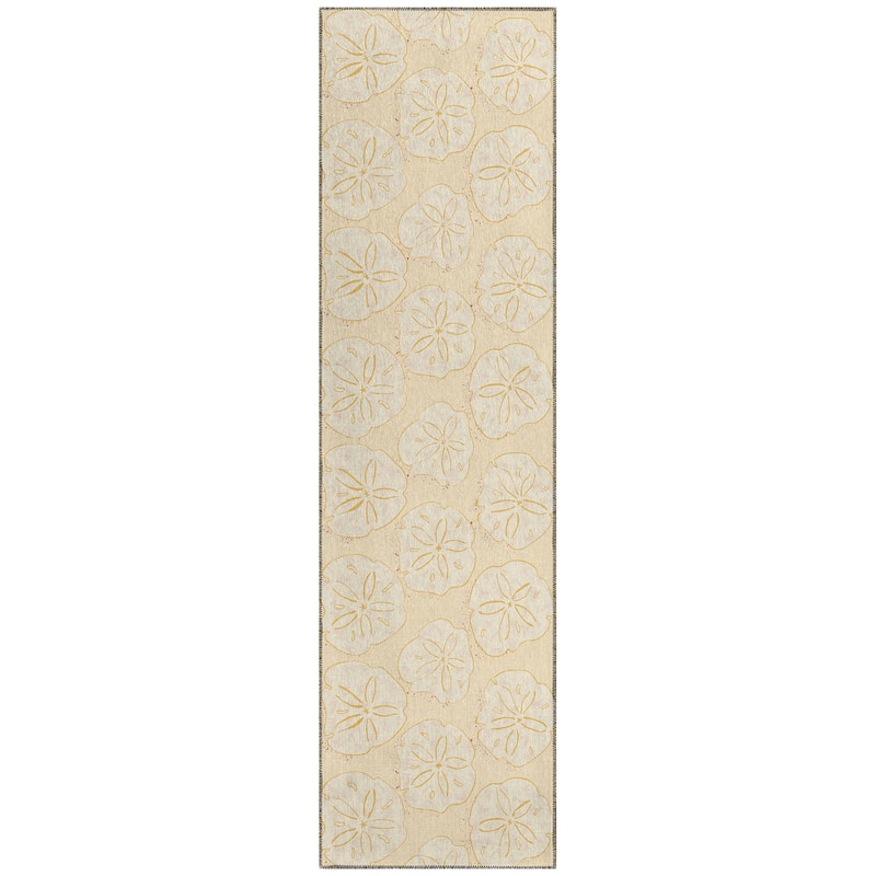 Indoor/ Outdoor Surfside Starfish Washable Rug New - Sand - 2'3" x 7'6"