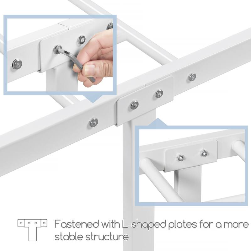 Yaheetech Bed Frame with Arched Headboard Modern Metal Bed Frame with Heavy Duty Slat Support