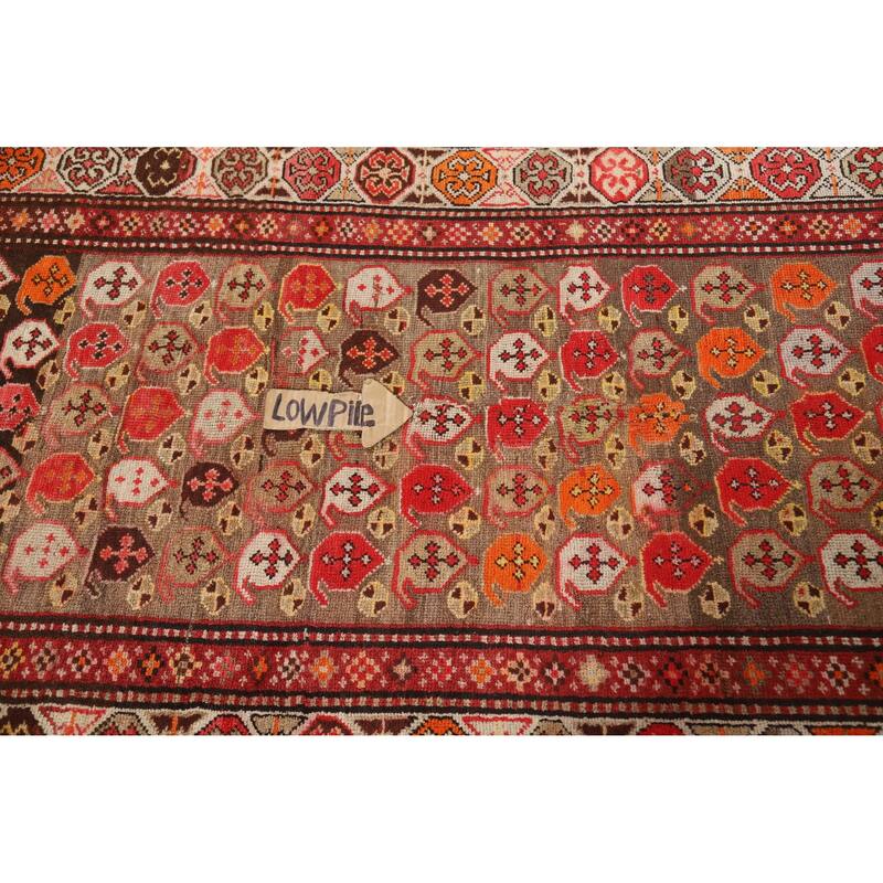 Pre-1900 Antique Vegetable Dye Kazak Runner Wool Carpet - 3'9" x 10'0"